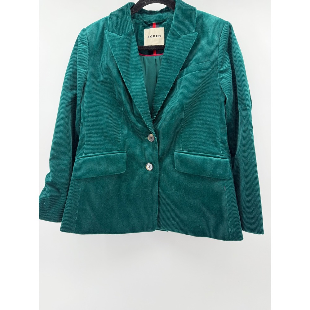 Boden Stamford Cord Blazer Womens 8P Green Cotton Corduroy Jacket Preppy Petite